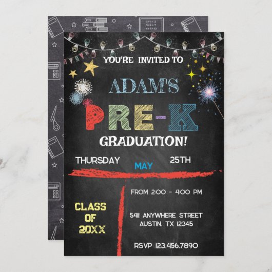 Pre-k Abschluss - Halbpension - Einladung (Vorne/Hinten)