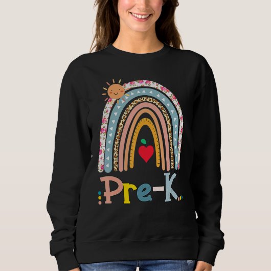 Pre K Boho Rainbow Lehrer Student zurück zur Schul Sweatshirt (Vorderseite)