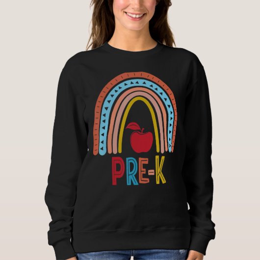 Pre K Boho Rainbow Lehrer Student zurück zur Schul Sweatshirt (Vorderseite)