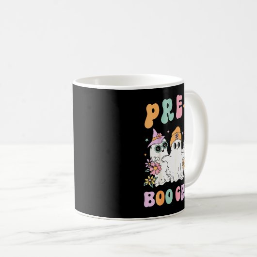 Pre-k Boo Crew Groovy Halloween Floral Ghost Pre K Kaffeetasse (VorderseiteRechts)