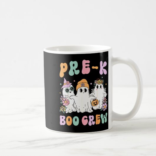 Pre-k Boo Crew Groovy Halloween Floral Ghost Pre K Kaffeetasse (Rechts)