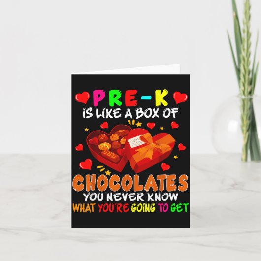 Pre-k Funny Box Of Chocolates Valentine's Day Teac Karte (Vorderseite)