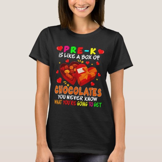 Pre-k Funny Box Of Chocolates Valentine's Day Teac T-Shirt (Vorderseite)