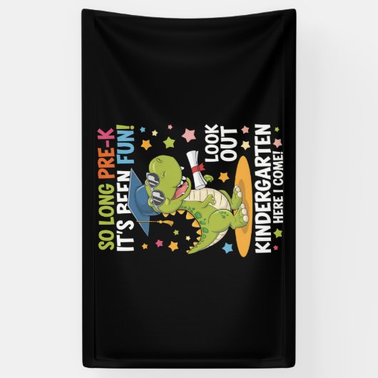 Pre K Graduate Kindergarten Dinosaurier T Rex Banner (Vertikal)