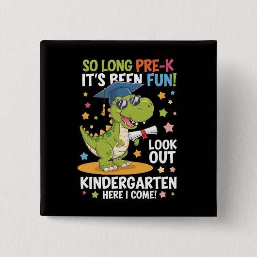 Pre K Graduate Kindergarten Dinosaurier T Rex Button (Vorderseite)