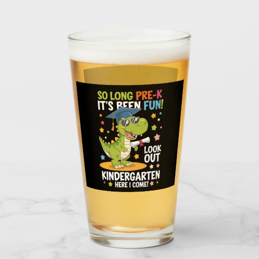 Pre K Graduate Kindergarten Dinosaurier T Rex Glas (Vorne (Gefüllt))