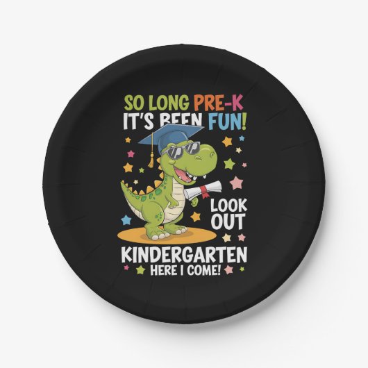 Pre K Graduate Kindergarten Dinosaurier T Rex Pappteller (Vorderseite)
