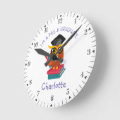 Pre K Graduate Kindergarten Girls Owl Grad Custom Runde Wanduhr (Winkel)