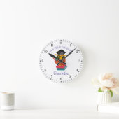 Pre K Graduate Kindergarten Girls Owl Grad Custom Runde Wanduhr (Zuhause)