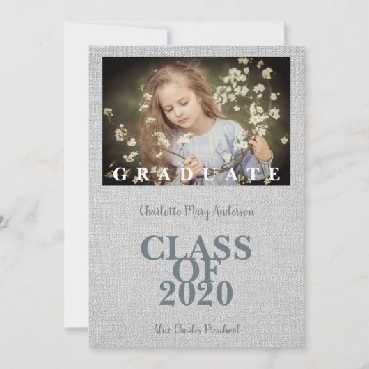 Pre-K Graduation Simple Photo Gray Textile Texture (Vorderseite)
