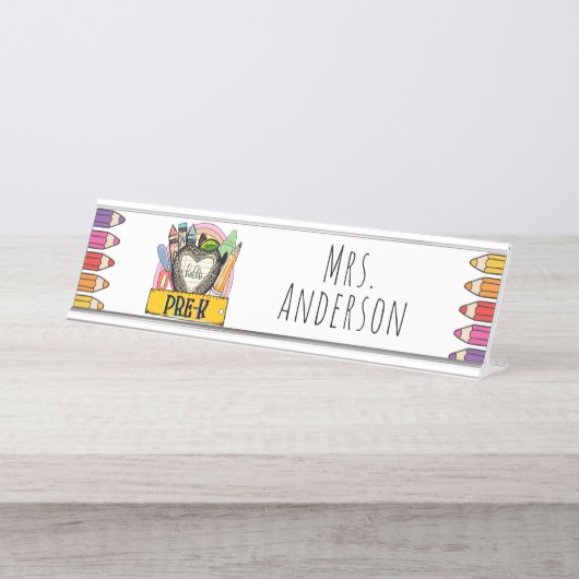 Pre-K, Hello PreK Schreibtischnamensplakette (Vorderseite )