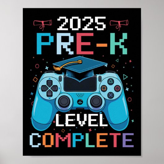 Pre-k Level Complete Video Gamer Boy Graduation  Poster (Vorne)