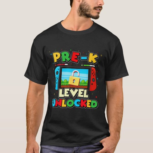 Pre-k Level Unlocked Video Gamer Boys Kids Ck To S T-Shirt (Vorderseite)
