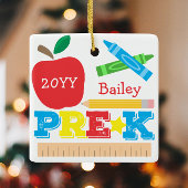 Pre-K Preschool Keepake Apple Crayon Pencil Foto Keramikornament