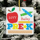 Pre-K Preschool Keepake Apple Crayon Pencil Foto Keramikornament