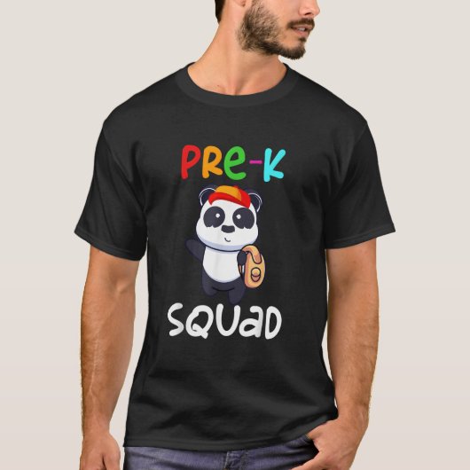 Pre-K Preschool Squad Teacher Student Panda Back T T-Shirt (Vorderseite)