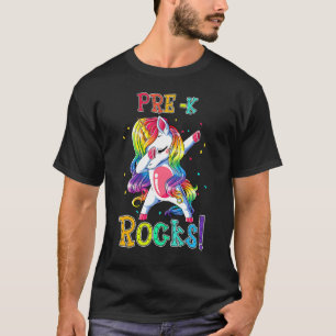 Pre K Rocks Dabbing Unicorn zurück zur Schule T-Shirt