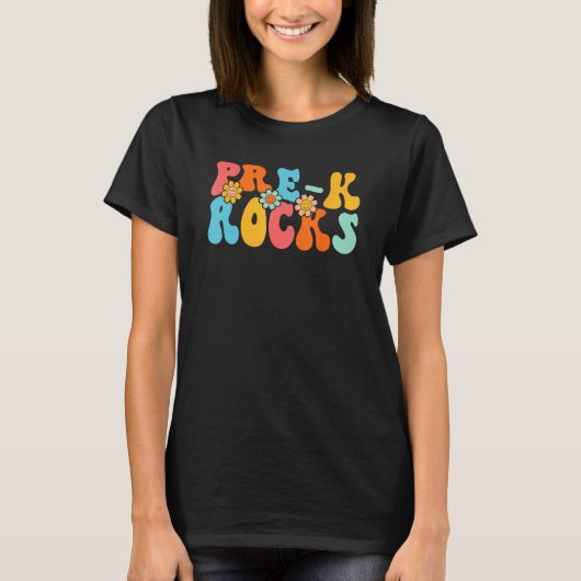 Pre K Rocks Kid Clourful Flowers Adorable T-Shirt (Vorderseite)