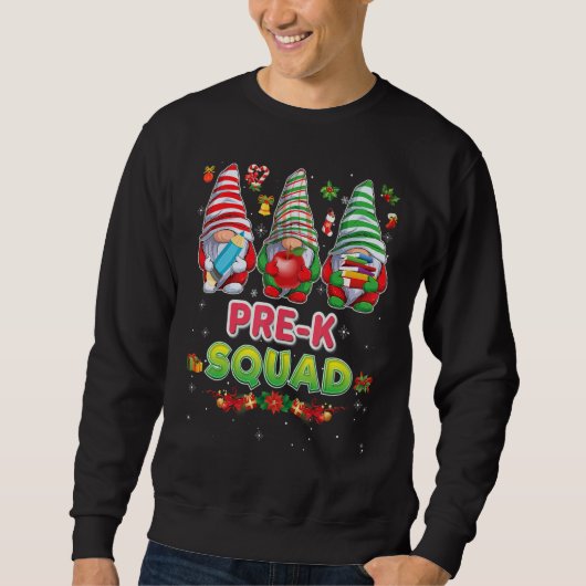 Pre K Squad Merry Christmas Gnomes Student Sweater Sweatshirt (Vorderseite)