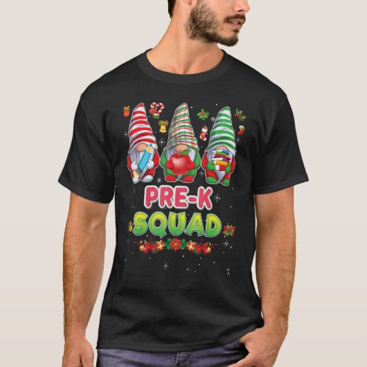 Pre K Squad Merry Christmas Gnomes Student Sweater T-Shirt (Vorderseite)