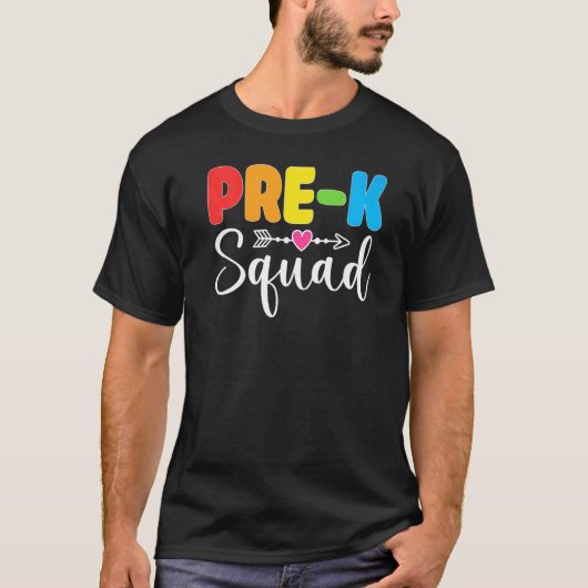 Pre K Squad PreSchool Teacher Student Team Back To T-Shirt (Vorderseite)