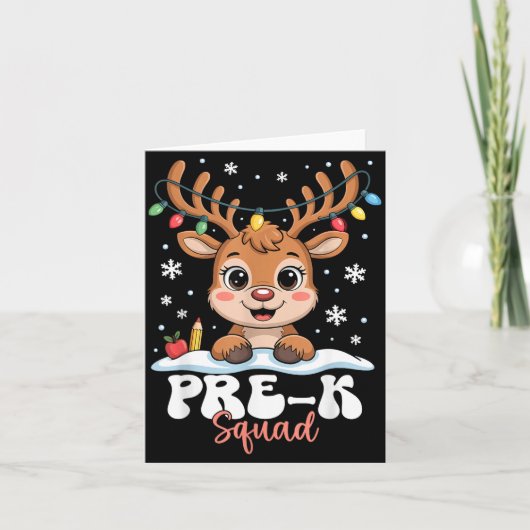 Pre-k Squad Reindeer Christmas Lights Cute Winter  Karte (Vorderseite)