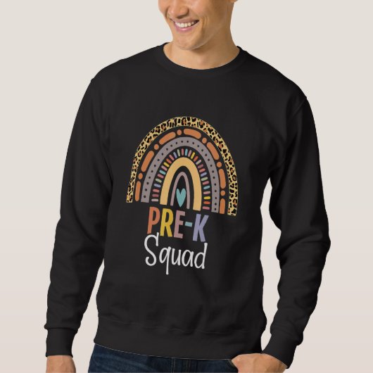 Pre K Squad Zurück zur Schule Boho Regenbogen Leop Sweatshirt (Vorderseite)