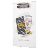 Pre K Teacher Custom Black Book Preppy Coffee Klemmbrett (Links)