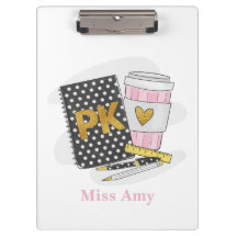 Pre K Teacher Custom Black Book Preppy Coffee