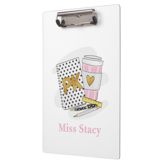 Pre K Teacher Custom White Notebook-Kaffee Klemmbrett (Links)