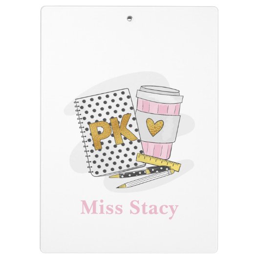 Pre K Teacher Custom White Notebook-Kaffee Klemmbrett (Rückseite)