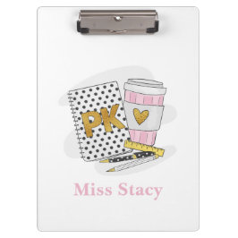 Pre K Teacher Custom White Notebook-Kaffee Klemmbrett