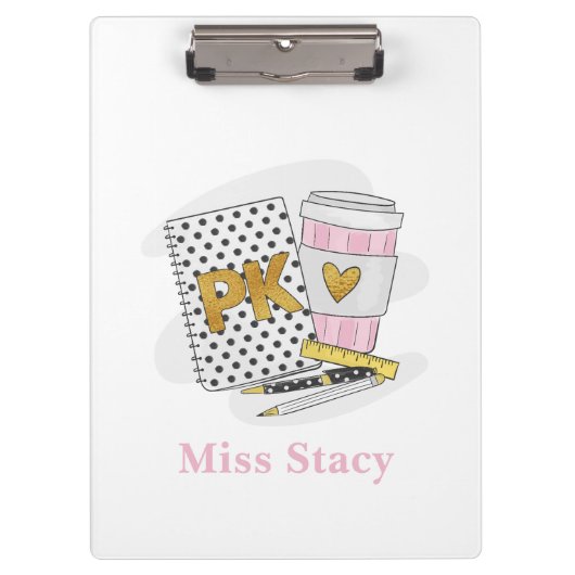 Pre K Teacher Custom White Notebook-Kaffee Klemmbrett (Vorderseite)