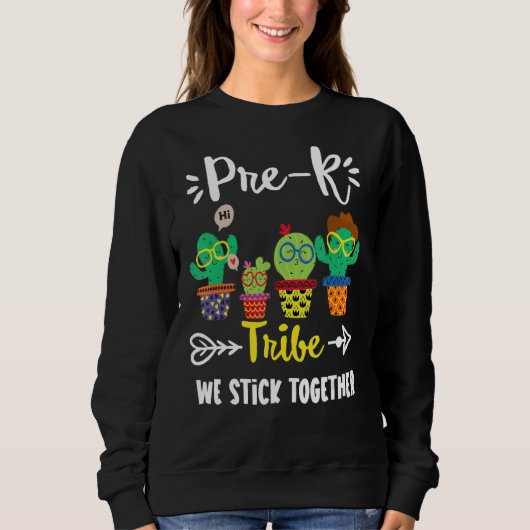 Pre K Tribe School Cactus Crew Pre K Teacher Squa Sweatshirt (Vorderseite)