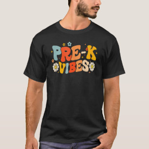 Pre K Vibes Groovy Retro Erster Schultag zurück T-Shirt