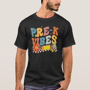 Pre K Vibes Groovy Retro Erster Schultag zurück T-Shirt