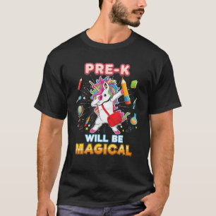 Pre-K wird magisches Dabbing einhorn zurück zu Sch T-Shirt