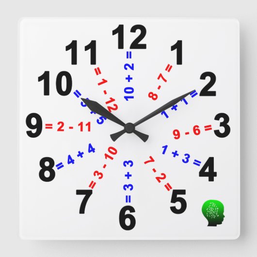 Pre-Kindergarten & Kindergarten Math Clock--square Quadratische Wanduhr (Vorderseite)