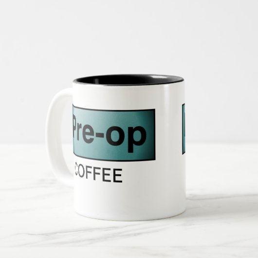 PRE-OP KAFFEE ZWEIFARBIGE TASSE (Vorderseite Links)