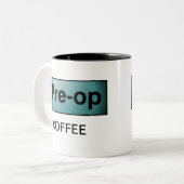 PRE-OP KAFFEE ZWEIFARBIGE TASSE (Vorderseite Links)