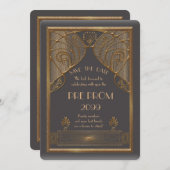 Pre Prom Junior, Great Gatsby, Gold, Grau B Save The Date (Vorne/Hinten)