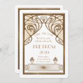 Pre Prom Junior, Great Gatsby, Gold, weiß Save The Date (Vorne/Hinten)