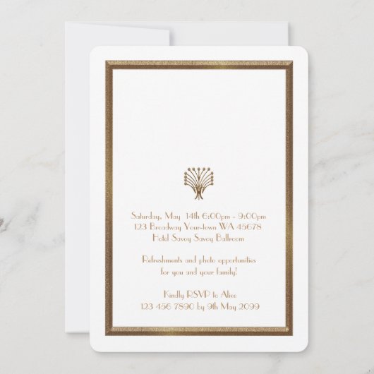 Pre Prom Junior, Great Gatsby, Gold, weiß Save The Date (Rückseite)