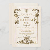 Pre Prom Junior, Great Gatsby, Gold, weiß Save The Date (Vorne/Hinten)
