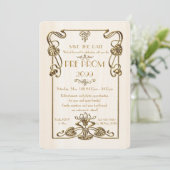 Pre Prom Junior, Great Gatsby, Gold, weiß Save The Date (Stehend Vorderseite)