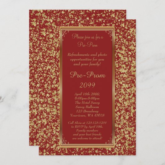 Pre-Prom, Pre-Prom, Sweet-sechzehn, Glitzer auf Ro Einladung (Vorne/Hinten)