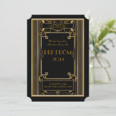 Pre-PromJunior, Great Gatsby, Gold, Black Save The Date (Stehend Vorderseite)