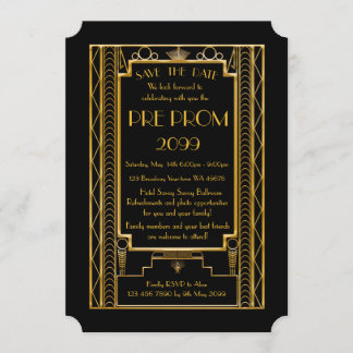 Pre-PromJunior, Great Gatsby, Gold, Black Save The Date