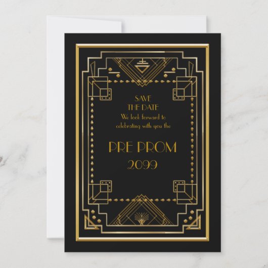 Pre-PromJunior, Great Gatsby, Gold, Black Save The Date (Vorderseite)