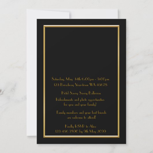 Pre-PromJunior, Great Gatsby, Gold, Black Save The Date (Rückseite)
